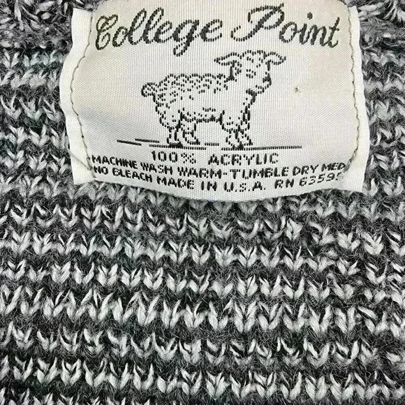 80s Vintage Womens L Geometric Crew Neck Sweater College Point Abstract Retro - Picture 2 of 14